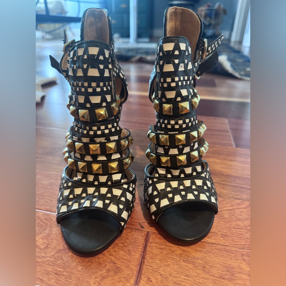 Studded Black and Gold Zara Women's Sandals